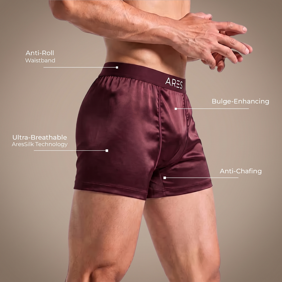 Ares Silk Boxers | All-Day Comfort (Burgundy Edition)